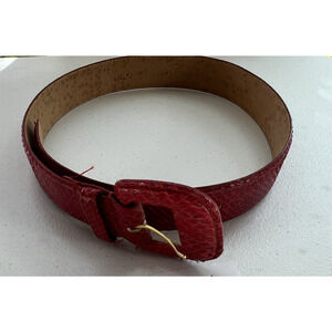 Axiom Belt Size S 31.5" Vintage Red Genuine Snake Skin Leather Made In Taiwan
